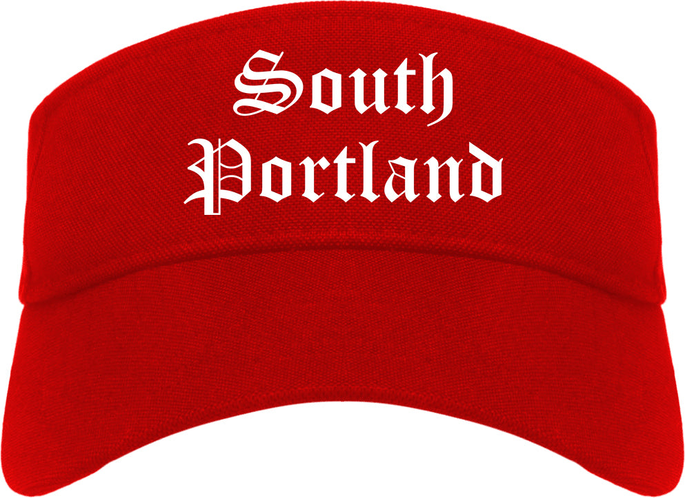 South Portland Maine ME Old English Mens Visor Cap Hat Red
