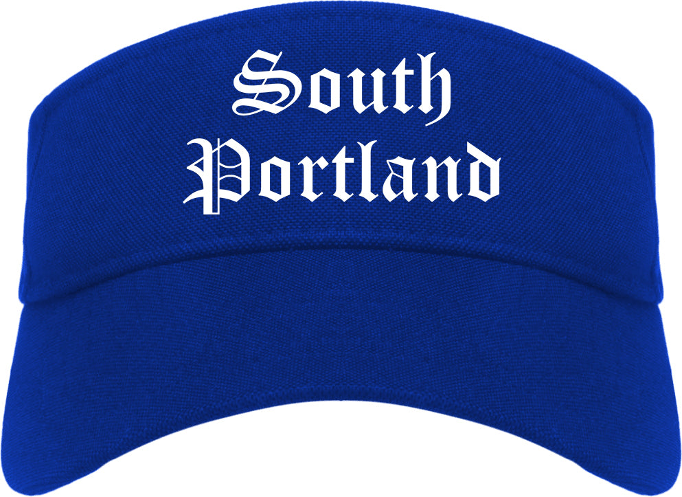 South Portland Maine ME Old English Mens Visor Cap Hat Royal Blue