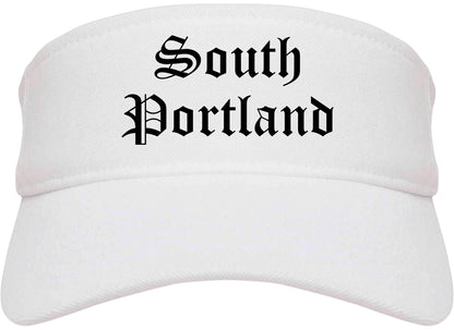 South Portland Maine ME Old English Mens Visor Cap Hat White