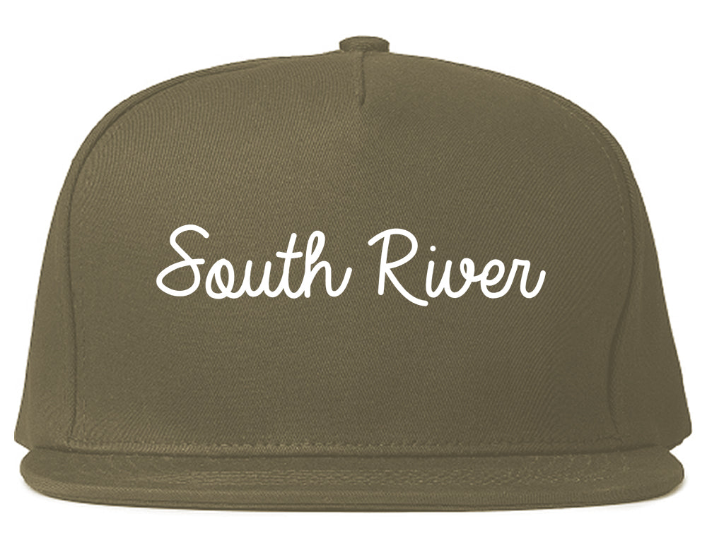 South River New Jersey NJ Script Mens Snapback Hat Grey