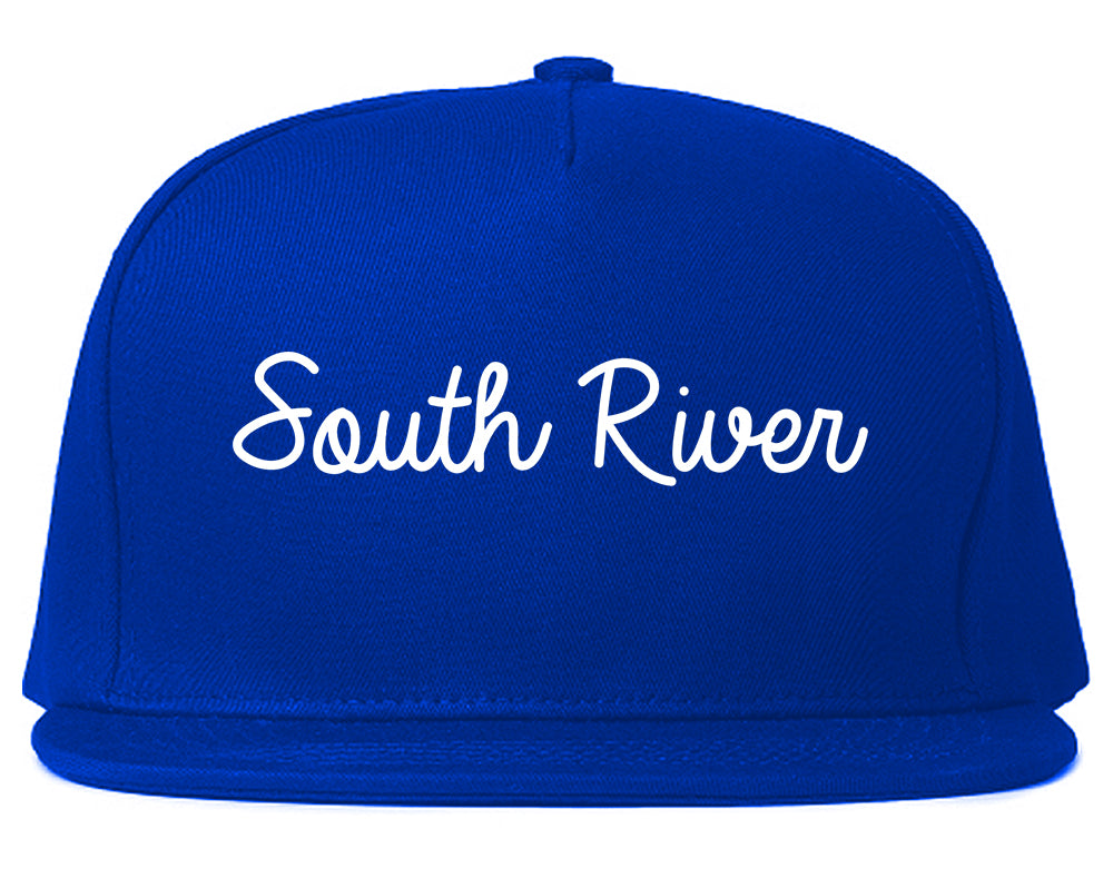 South River New Jersey NJ Script Mens Snapback Hat Royal Blue