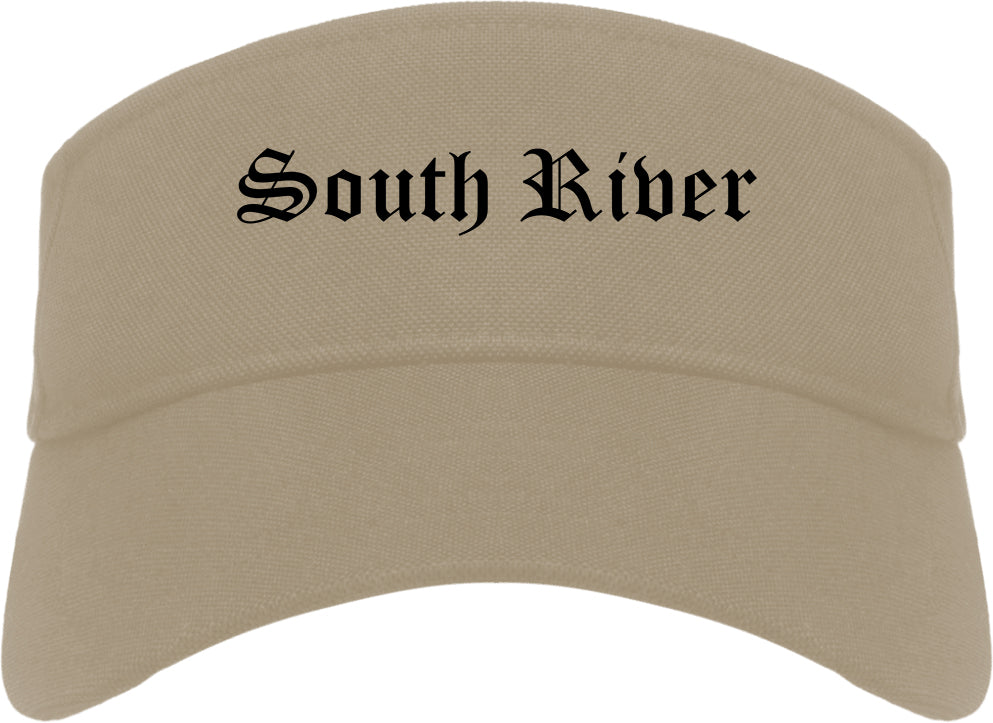 South River New Jersey NJ Old English Mens Visor Cap Hat Khaki
