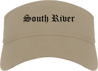 South River New Jersey NJ Old English Mens Visor Cap Hat Khaki