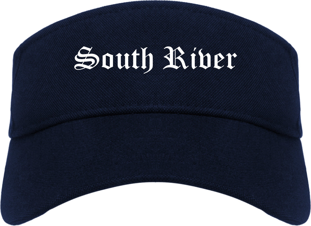 South River New Jersey NJ Old English Mens Visor Cap Hat Navy Blue
