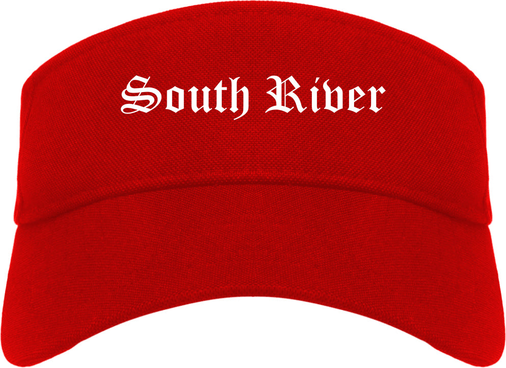 South River New Jersey NJ Old English Mens Visor Cap Hat Red