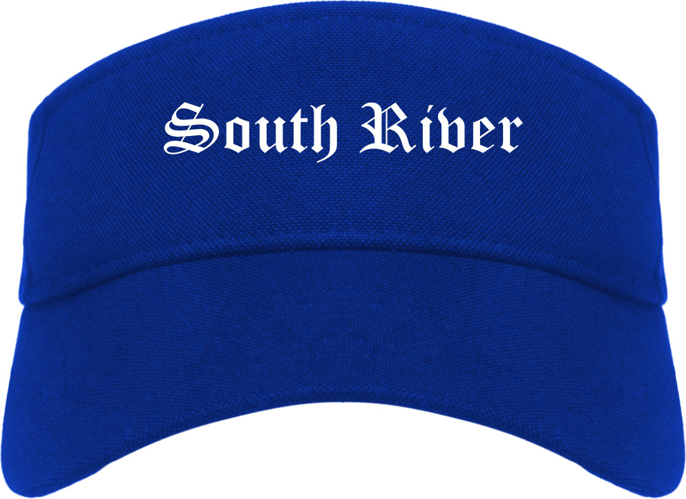 South River New Jersey NJ Old English Mens Visor Cap Hat Royal Blue