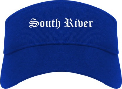 South River New Jersey NJ Old English Mens Visor Cap Hat Royal Blue
