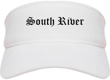 South River New Jersey NJ Old English Mens Visor Cap Hat White