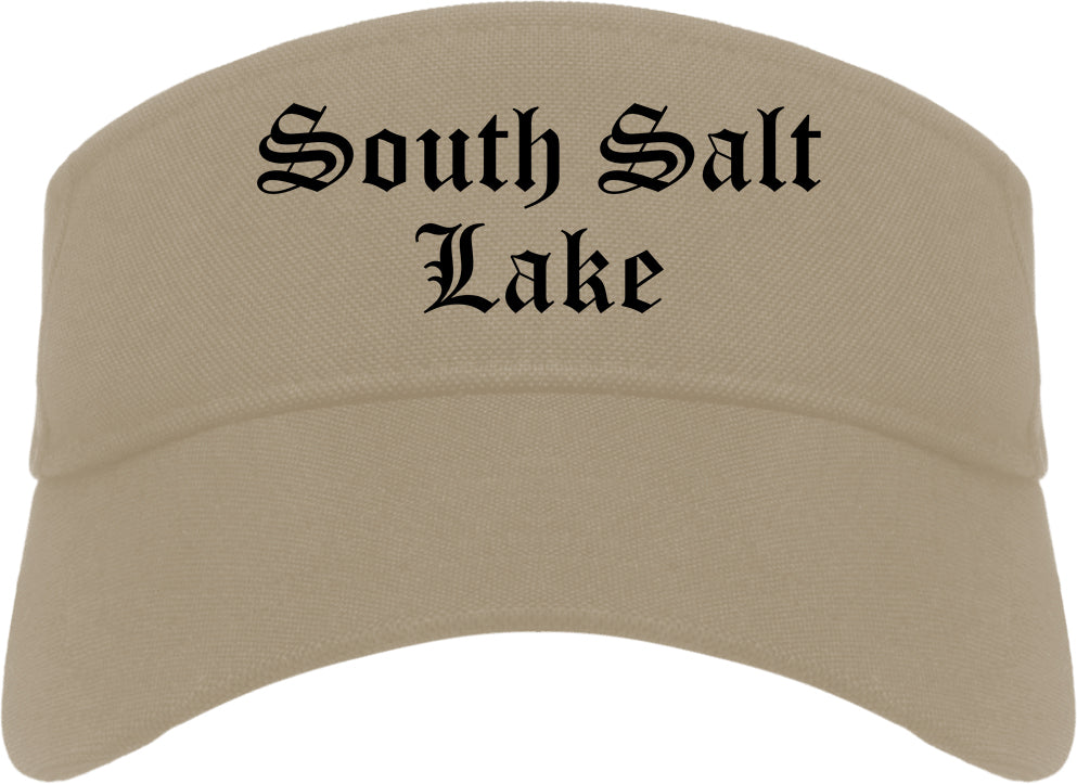 South Salt Lake Utah UT Old English Mens Visor Cap Hat Khaki