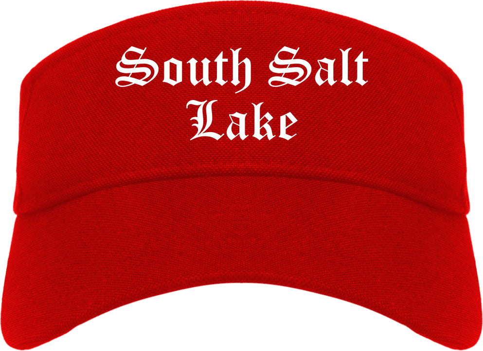 South Salt Lake Utah UT Old English Mens Visor Cap Hat Red