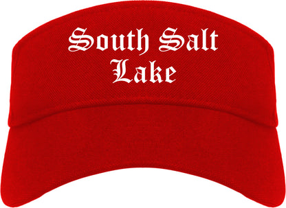 South Salt Lake Utah UT Old English Mens Visor Cap Hat Red