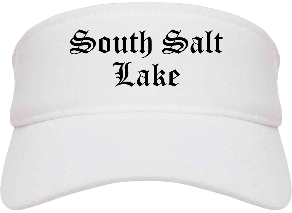 South Salt Lake Utah UT Old English Mens Visor Cap Hat White