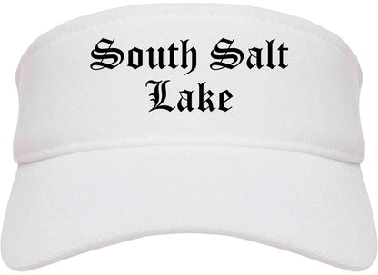 South Salt Lake Utah UT Old English Mens Visor Cap Hat White