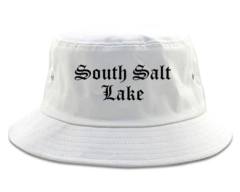 South Salt Lake Utah UT Old English Mens Bucket Hat White