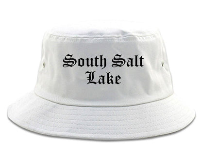 South Salt Lake Utah UT Old English Mens Bucket Hat White