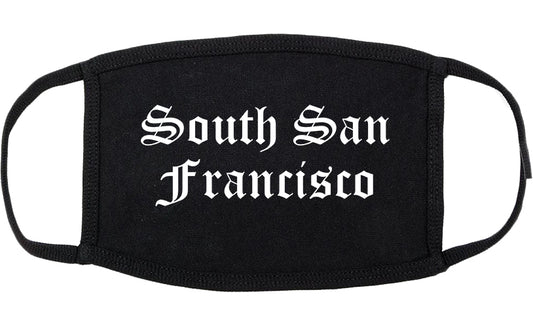 South San Francisco California CA Old English Cotton Face Mask Black