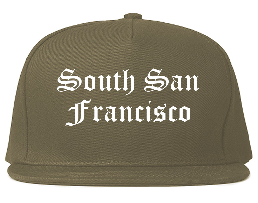 South San Francisco California CA Old English Mens Snapback Hat Grey