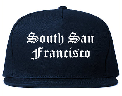 South San Francisco California CA Old English Mens Snapback Hat Navy Blue