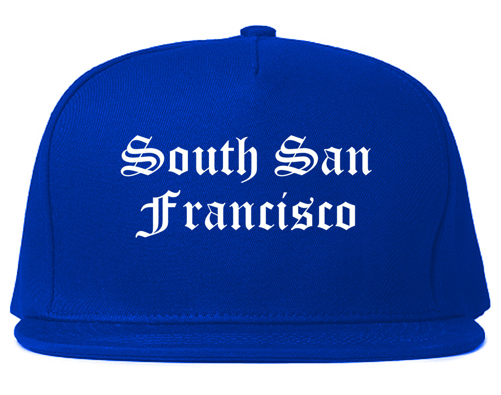 South San Francisco California CA Old English Mens Snapback Hat Royal Blue