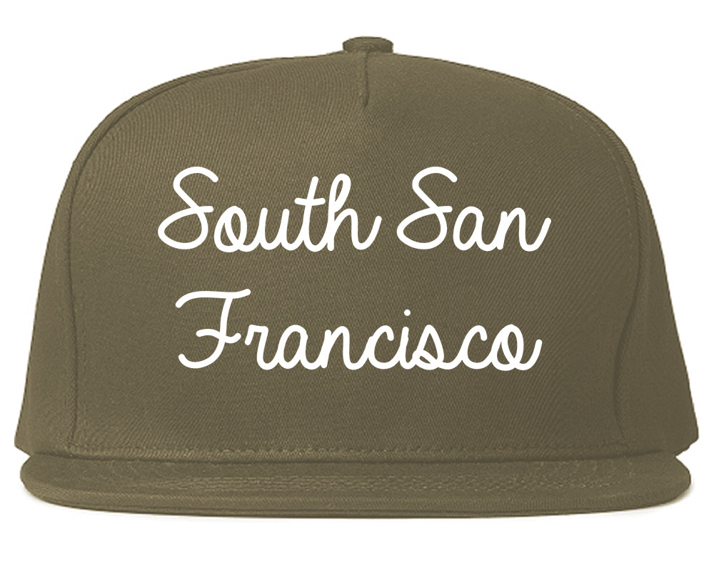 South San Francisco California CA Script Mens Snapback Hat Grey