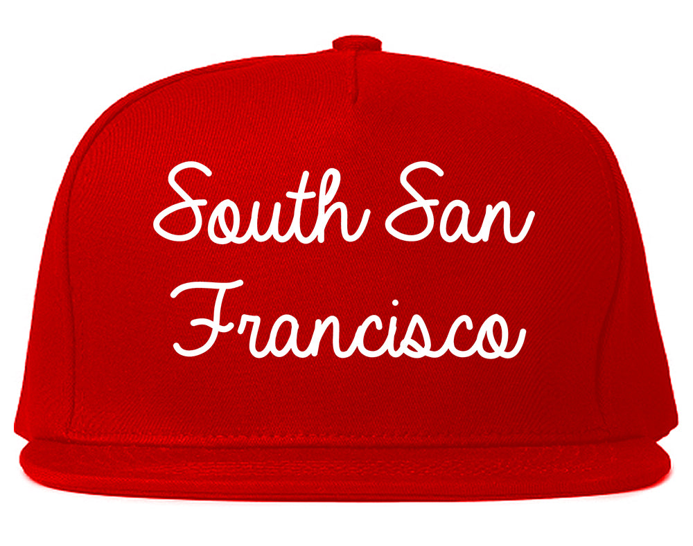 South San Francisco California CA Script Mens Snapback Hat Red