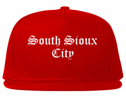 South Sioux City Nebraska NE Old English Mens Snapback Hat Red