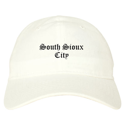 South Sioux City Nebraska NE Old English Mens Dad Hat Baseball Cap White