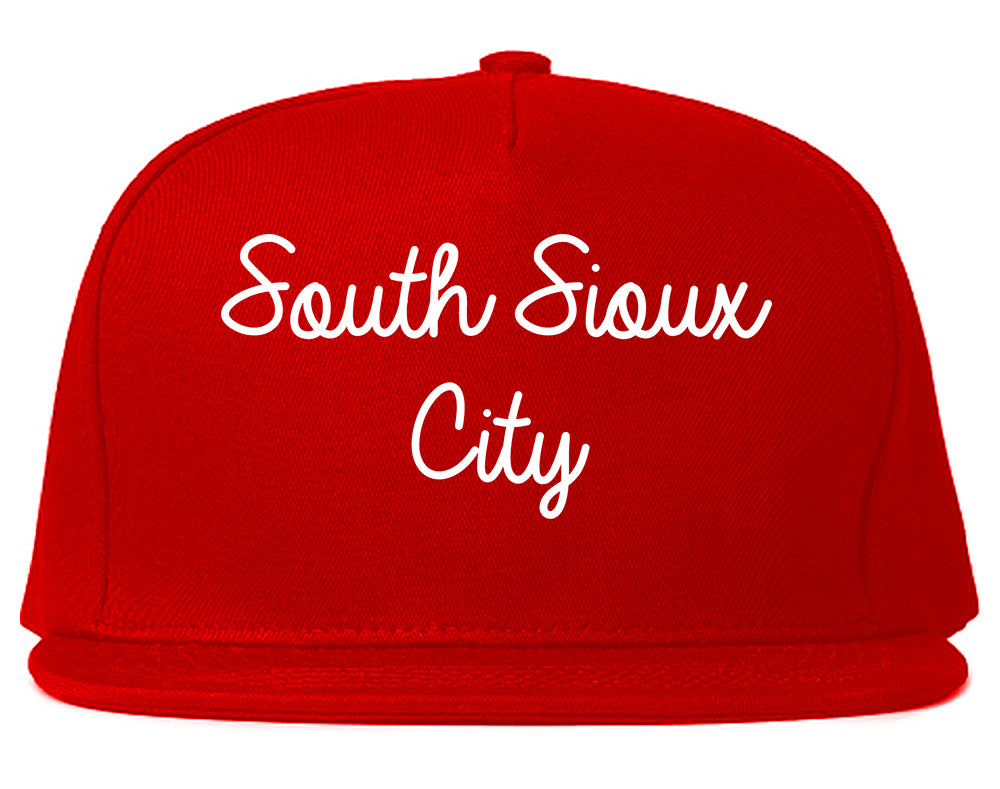 South Sioux City Nebraska NE Script Mens Snapback Hat Red