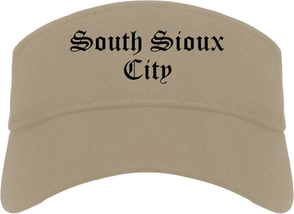 South Sioux City Nebraska NE Old English Mens Visor Cap Hat Khaki