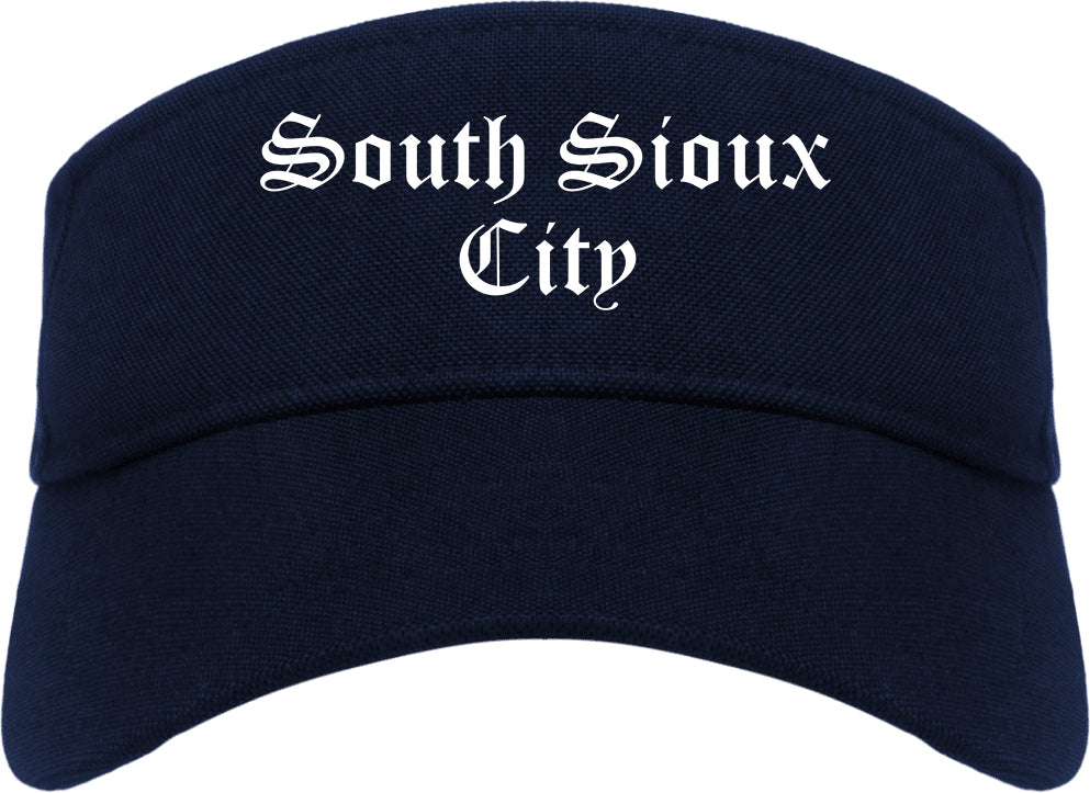 South Sioux City Nebraska NE Old English Mens Visor Cap Hat Navy Blue