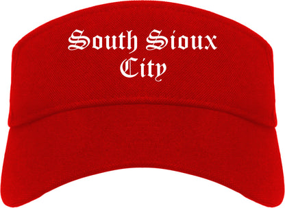 South Sioux City Nebraska NE Old English Mens Visor Cap Hat Red