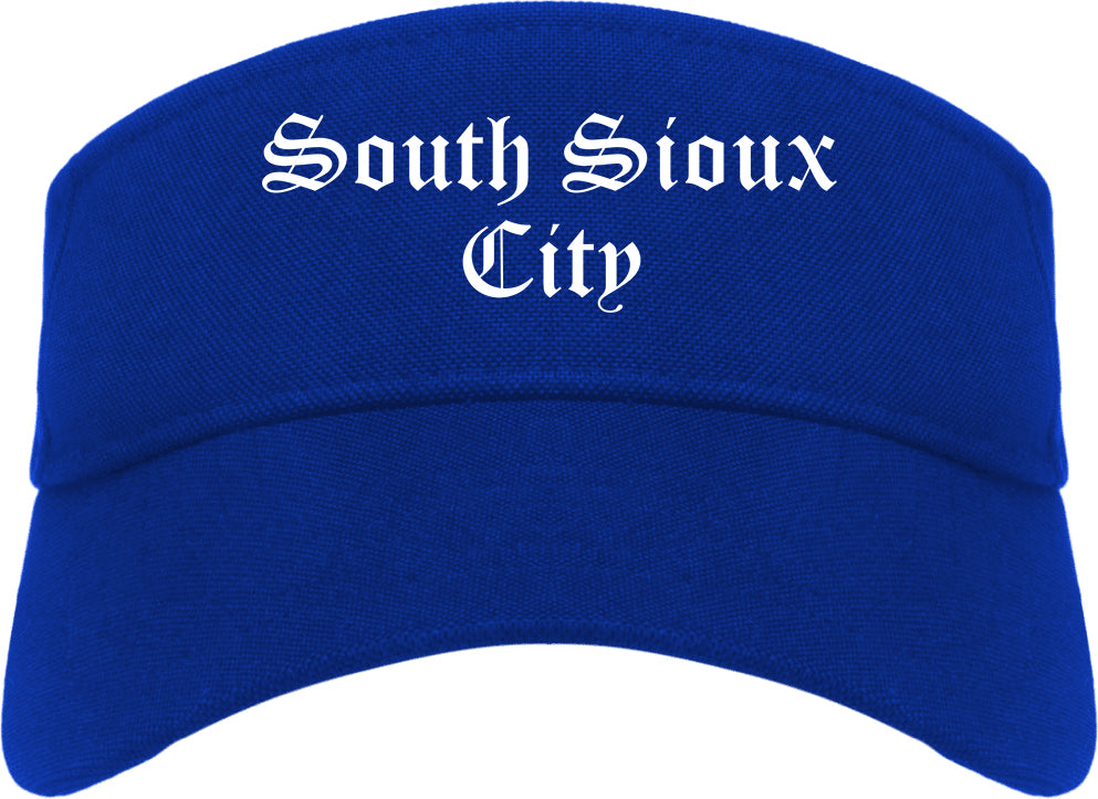South Sioux City Nebraska NE Old English Mens Visor Cap Hat Royal Blue