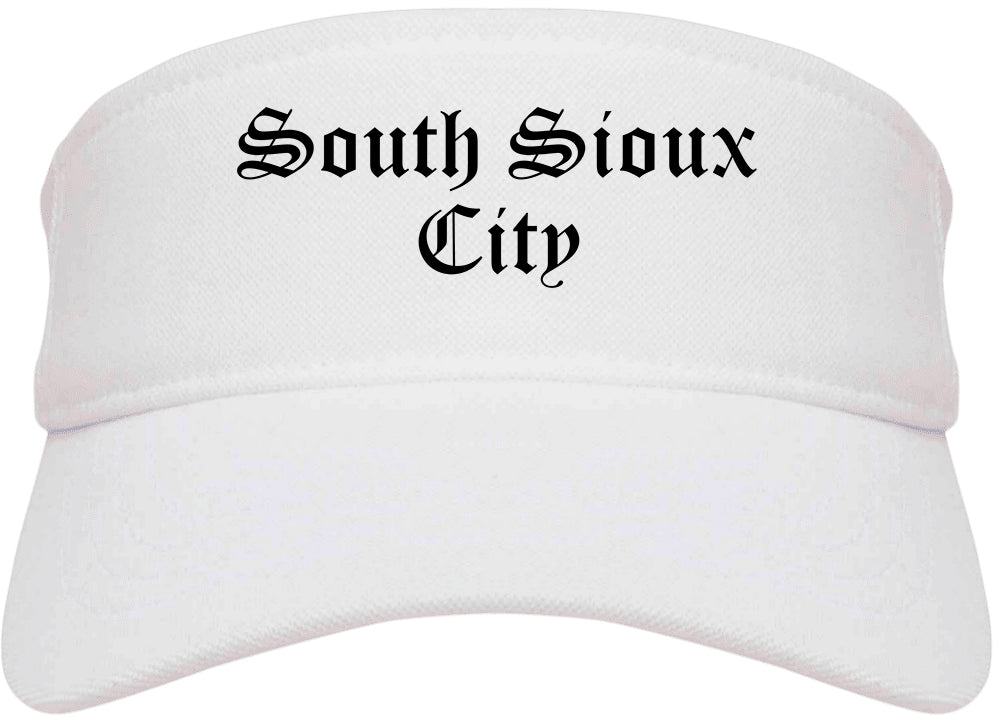 South Sioux City Nebraska NE Old English Mens Visor Cap Hat White