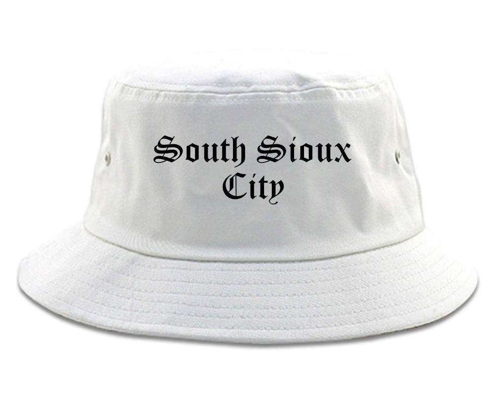 South Sioux City Nebraska NE Old English Mens Bucket Hat White