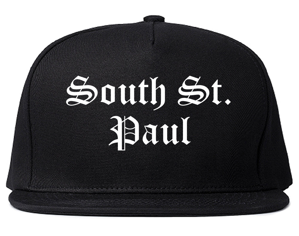 South St. Paul Minnesota MN Old English Mens Snapback Hat Black
