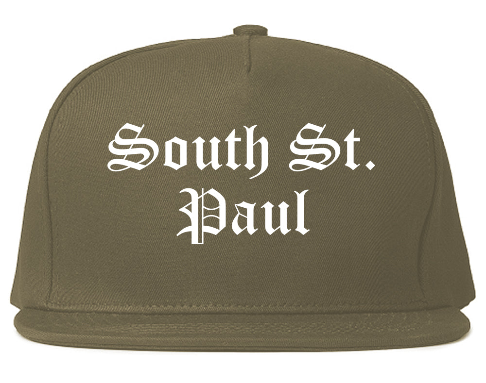 South St. Paul Minnesota MN Old English Mens Snapback Hat Grey