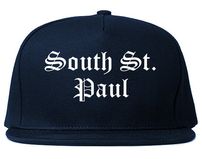 South St. Paul Minnesota MN Old English Mens Snapback Hat Navy Blue