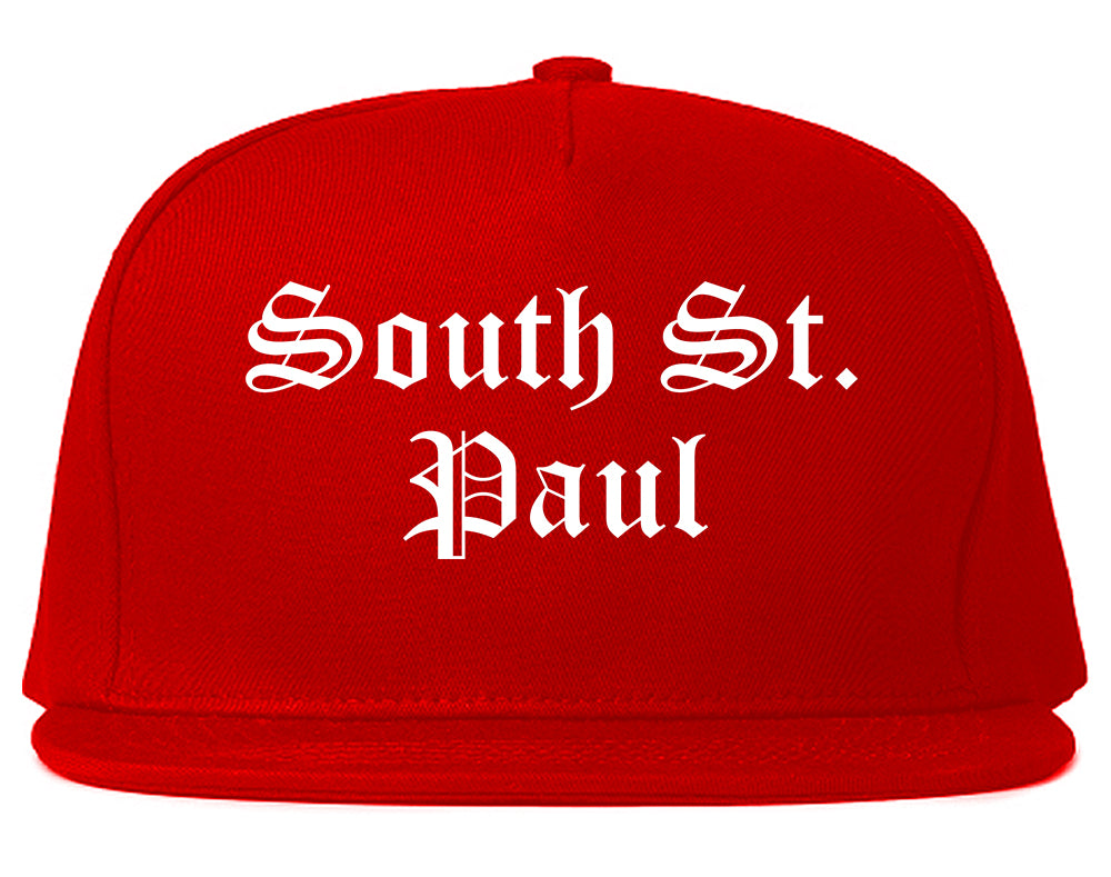 South St. Paul Minnesota MN Old English Mens Snapback Hat Red