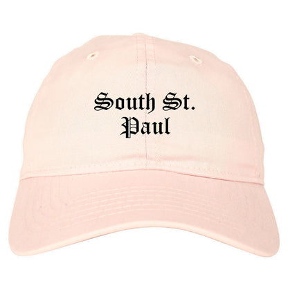 South St. Paul Minnesota MN Old English Mens Dad Hat Baseball Cap Pink
