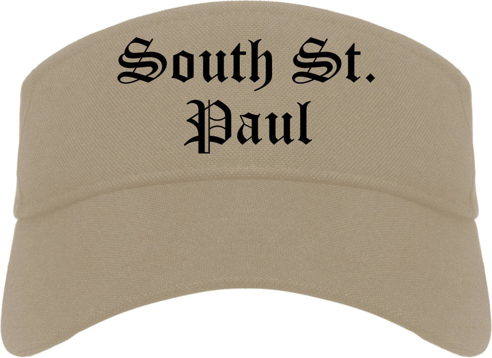 South St. Paul Minnesota MN Old English Mens Visor Cap Hat Khaki
