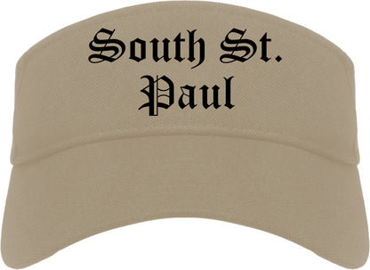 South St. Paul Minnesota MN Old English Mens Visor Cap Hat Khaki