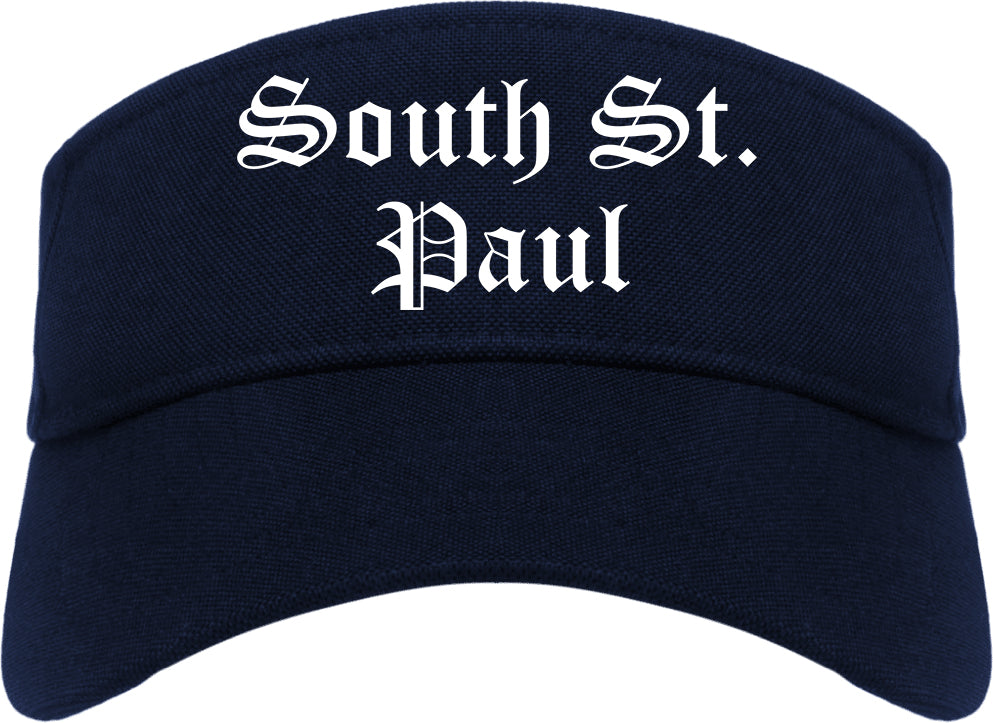 South St. Paul Minnesota MN Old English Mens Visor Cap Hat Navy Blue