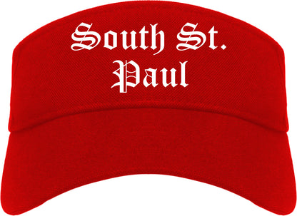 South St. Paul Minnesota MN Old English Mens Visor Cap Hat Red