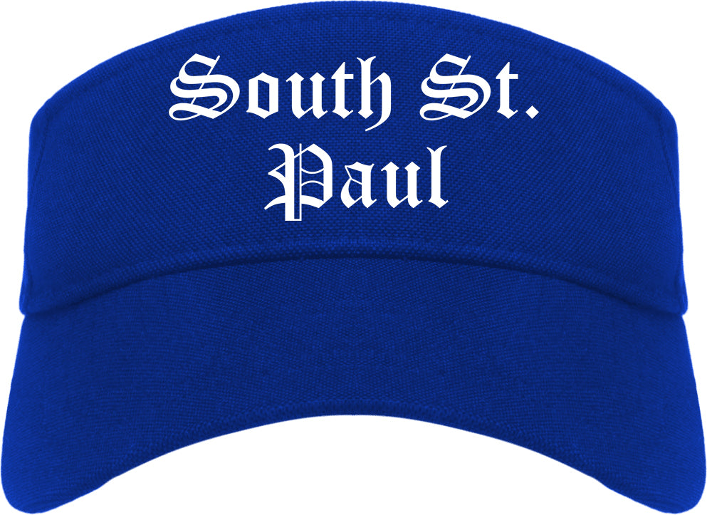 South St. Paul Minnesota MN Old English Mens Visor Cap Hat Royal Blue