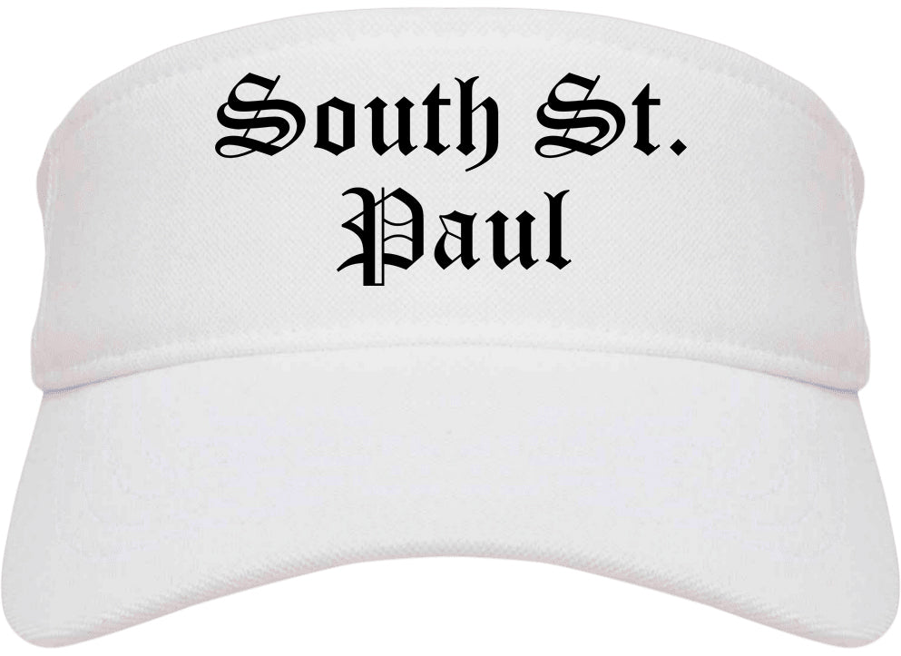 South St. Paul Minnesota MN Old English Mens Visor Cap Hat White