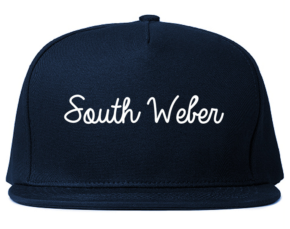South Weber Utah UT Script Mens Snapback Hat Navy Blue