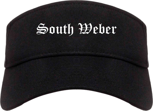 South Weber Utah UT Old English Mens Visor Cap Hat Black