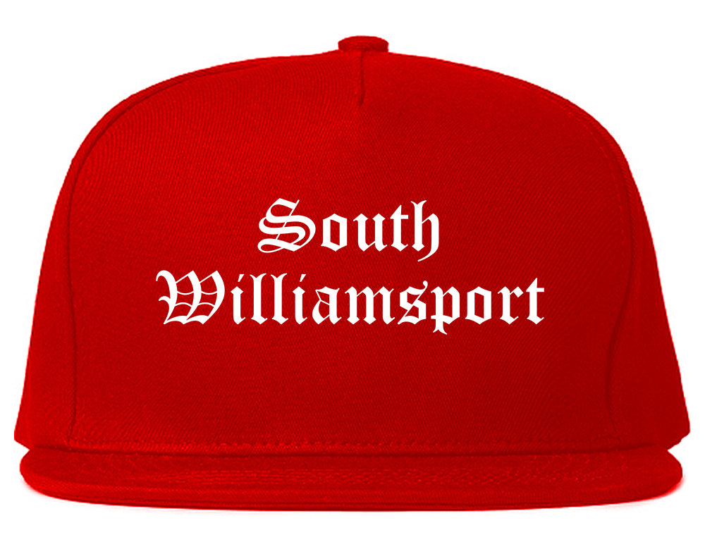 South Williamsport Pennsylvania PA Old English Mens Snapback Hat Red