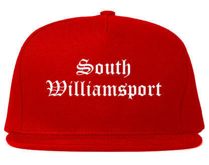 South Williamsport Pennsylvania PA Old English Mens Snapback Hat Red