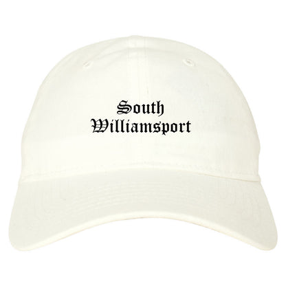 South Williamsport Pennsylvania PA Old English Mens Dad Hat Baseball Cap White